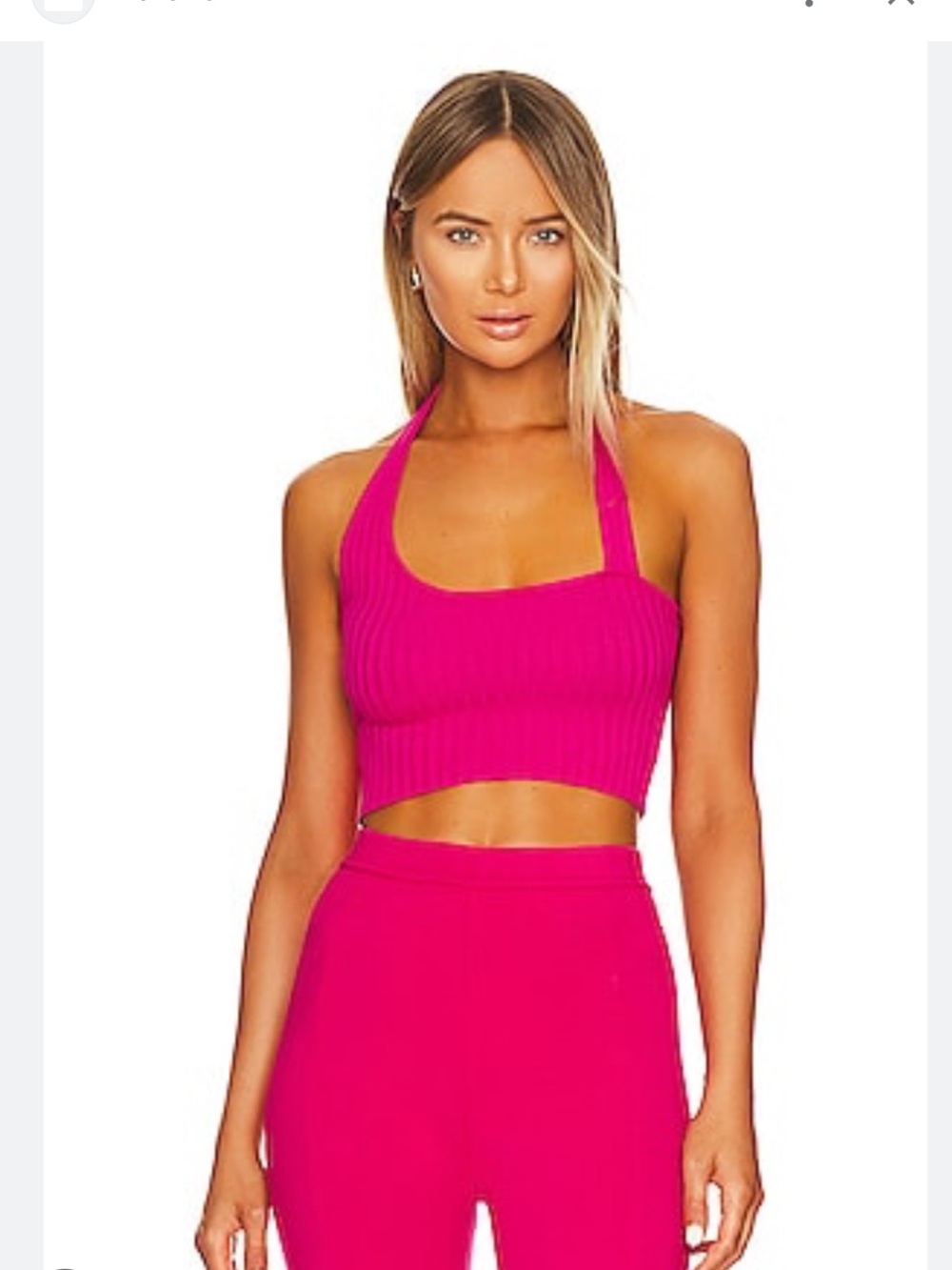superdown REVOLVE Bella Halter Knit Crop Top Hot Pink Size Small